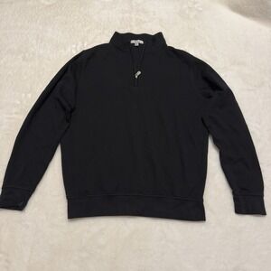 PETER MILLAR Men's 1/4 Zip Pullover Black Sweater Size Small 21in See Photos